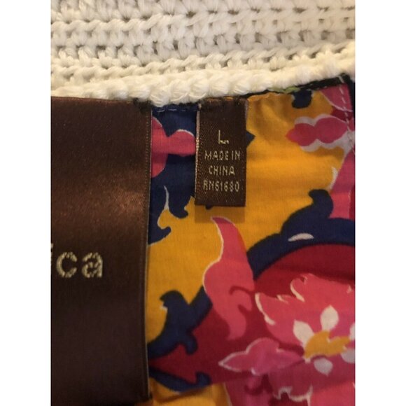 525 America White Button Up Cardigan Sweater 3/4 Sleeve Women's Size Large - Picture 7 of 9